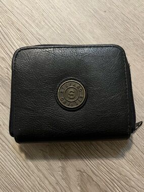 Black Zip-Around Leather Wallet